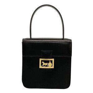 Auth CELINE Hose Carriage - Black Leather Handbag